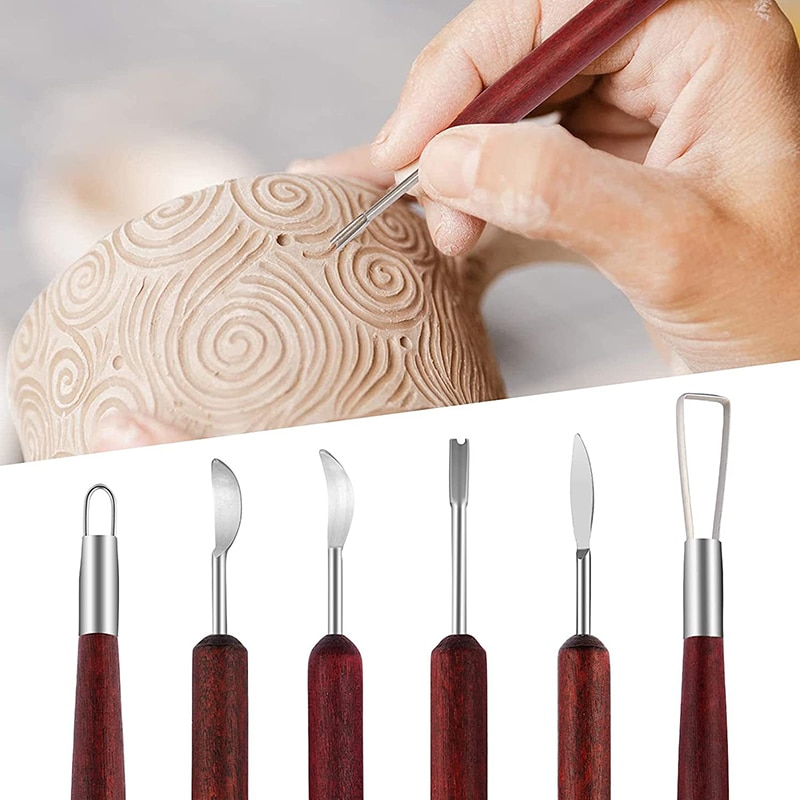 Wood Chisel Set - 6PCS Beeldhouwen Aardewerk Klei Gereedschap Houten
