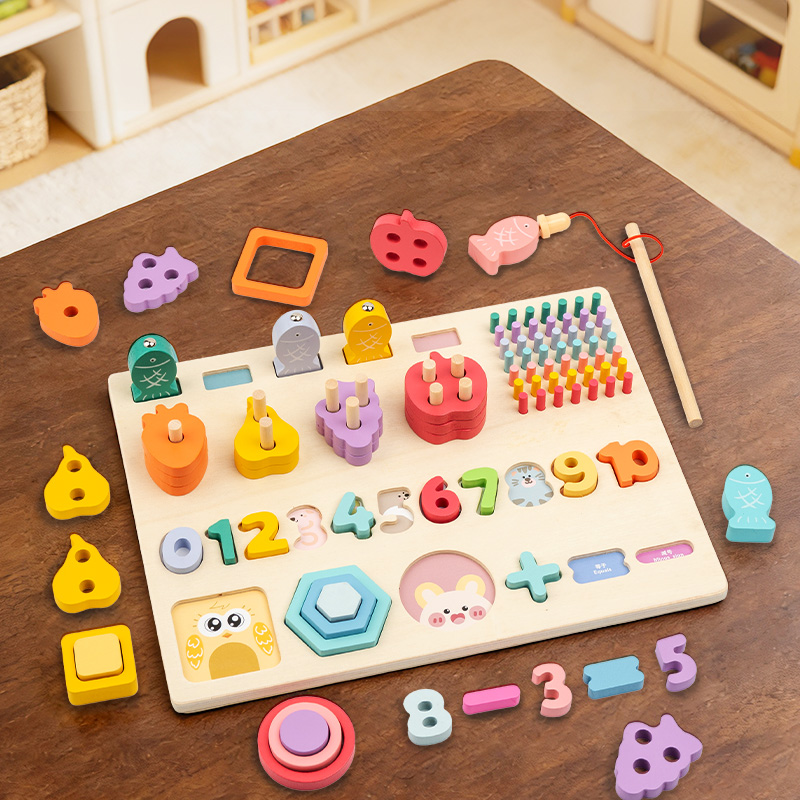 Woodworking Kids Toys - Houten multifunctioneel logaritmisch bord, kleur, vorm,