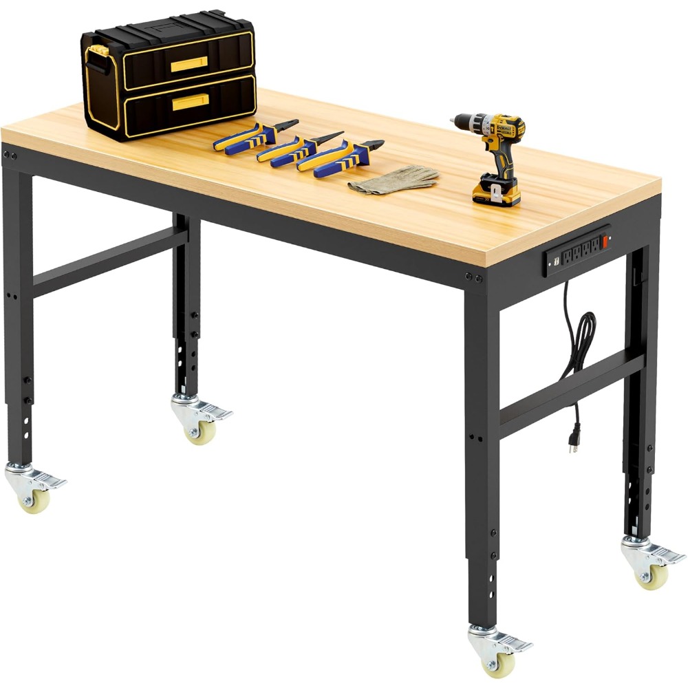 Woodworking Garage - Verstelbare werkbank, robuuste houten werkbank, draagvermogen