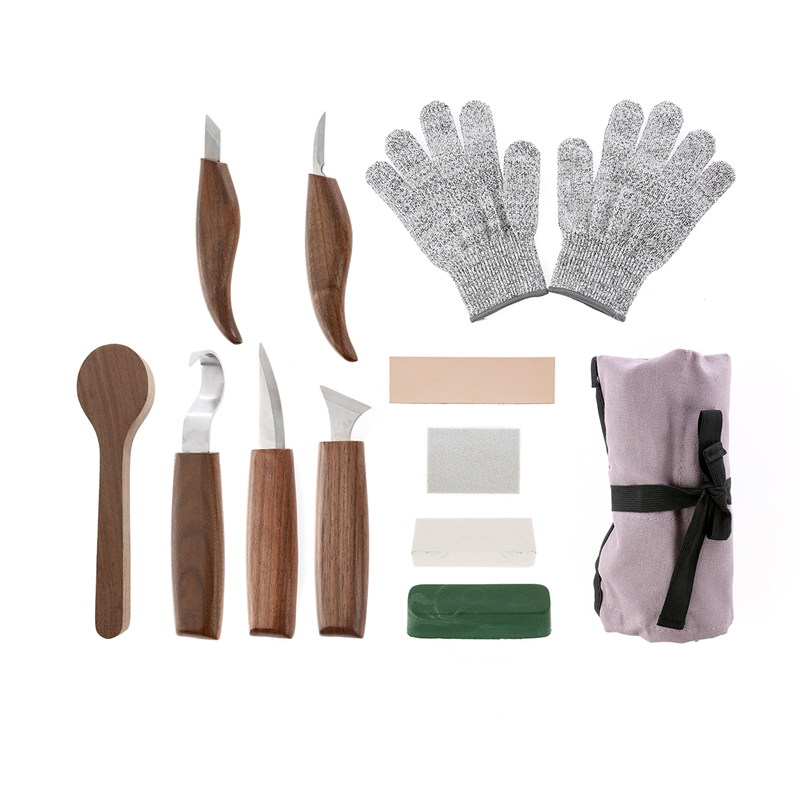 Wood Chisel Set - 12-delige walnoot chromen vanadium staal snijset