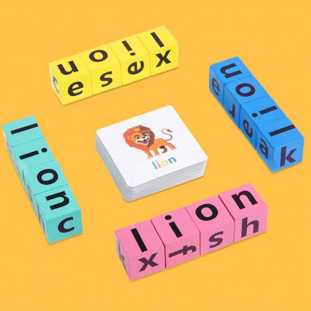 Woodworking Kids Toys - Alfabetisch spellingsbordspel voor kinderen, 16 letterblokken