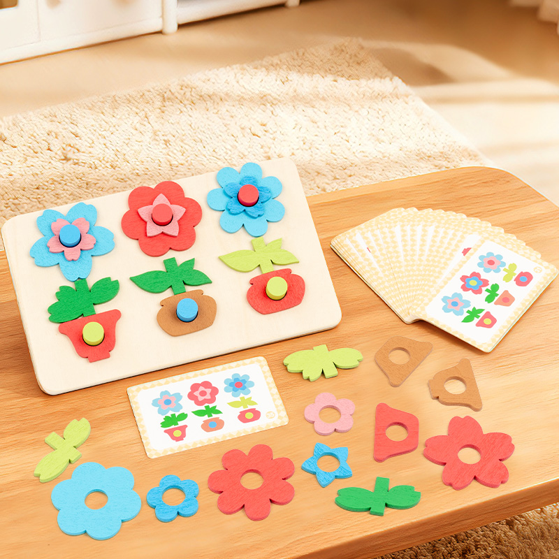 Woodworking Game - Veelzijdig bloemenpuzzelbord gecombineerd met bouwstenen, kinderpuzzelspeelgoed