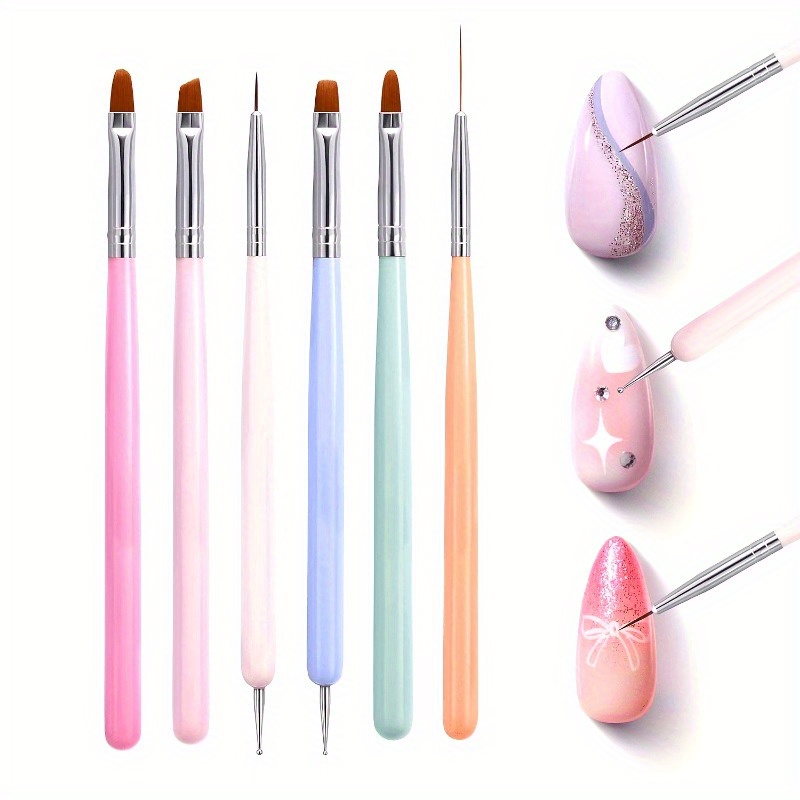 Wood Chisel Set - 6-delige nagelkunstborstelset, manicure UV nagelgel lak