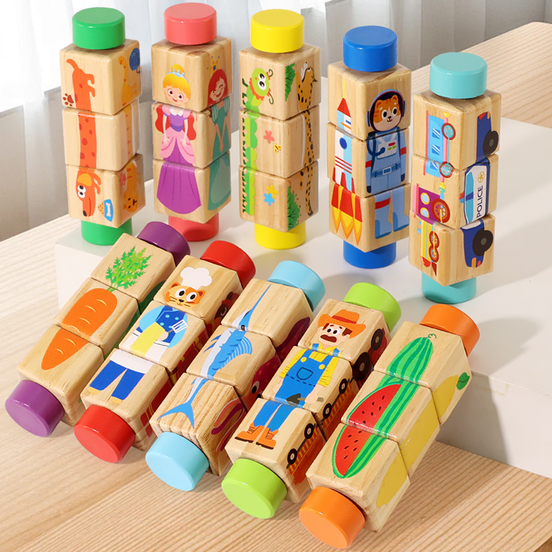Woodworking Kids Toys - 1 stks Baby Houten Roterende Dieren