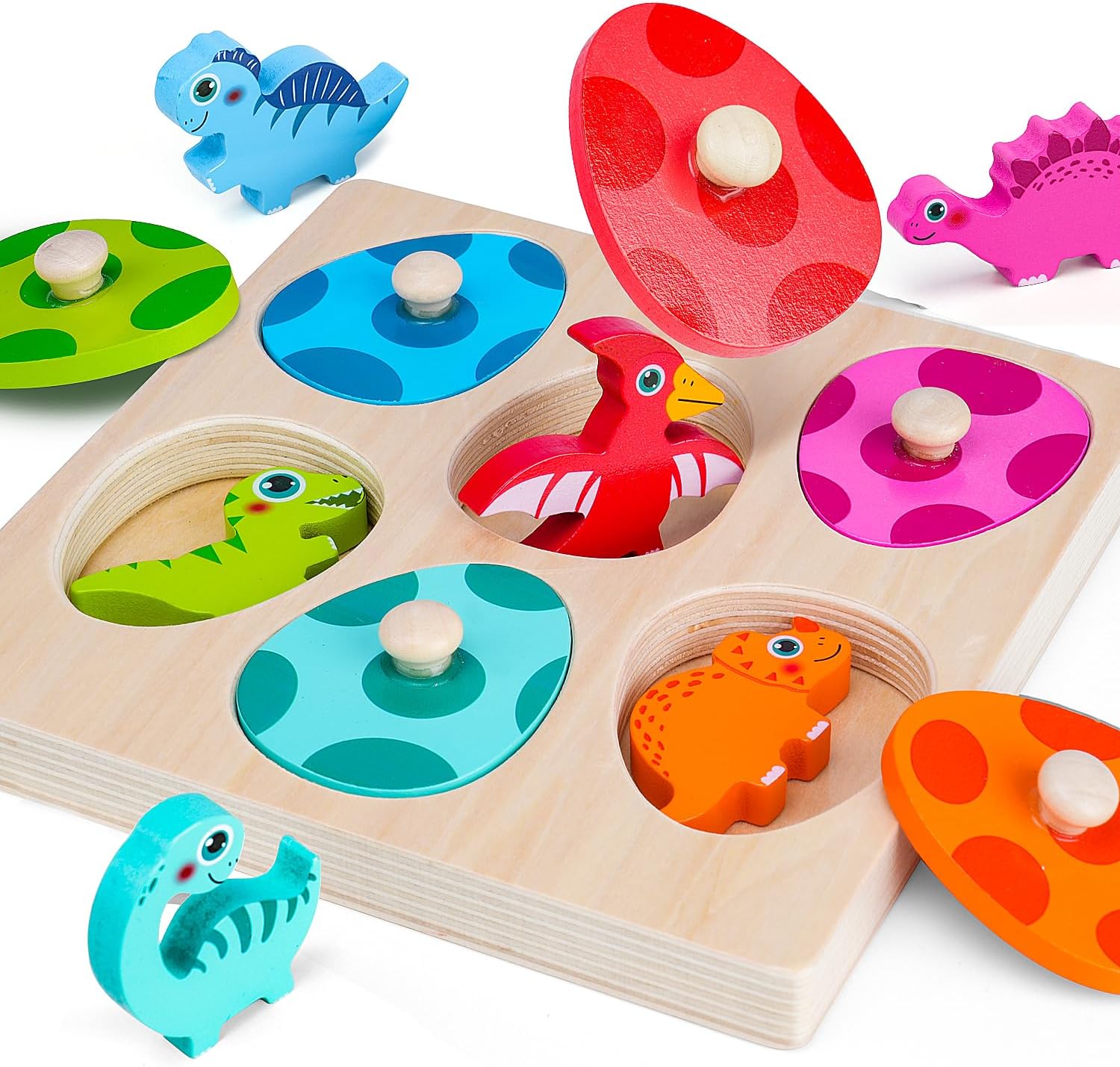Woodworking Kids Toys - Houten Dinosaurus Puzzel Speelgoed Montessori Peg