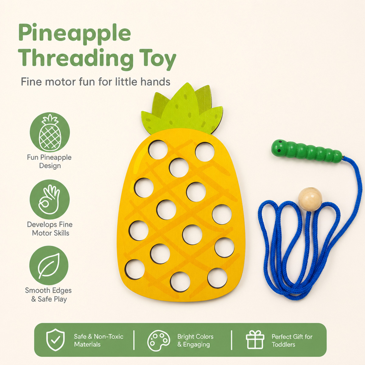 Houten veterspel met ananas, d - Woodworking Kids Toys recensie en prijs