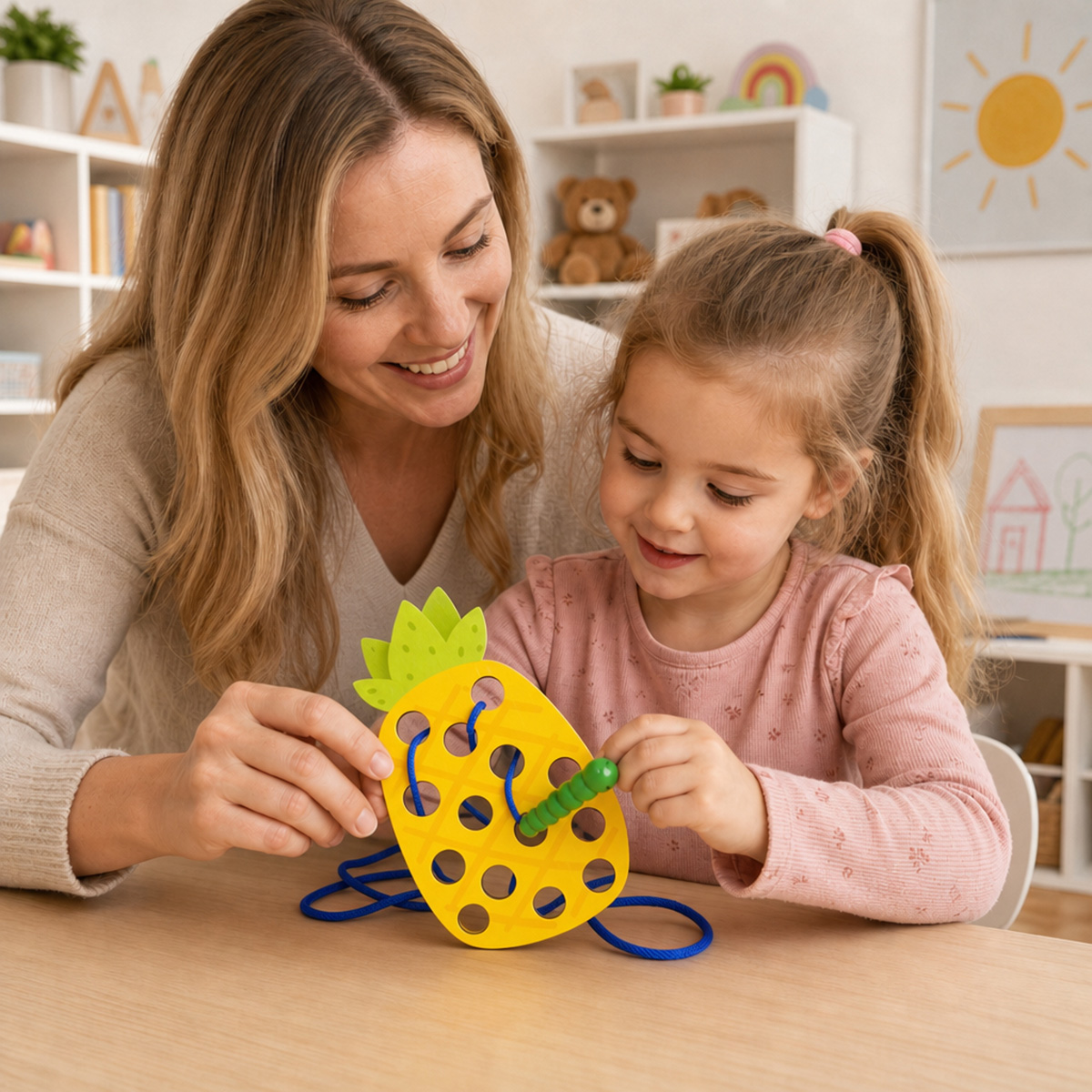 Houten veterspel met ananas, d - Woodworking Kids Toys recensie en prijs