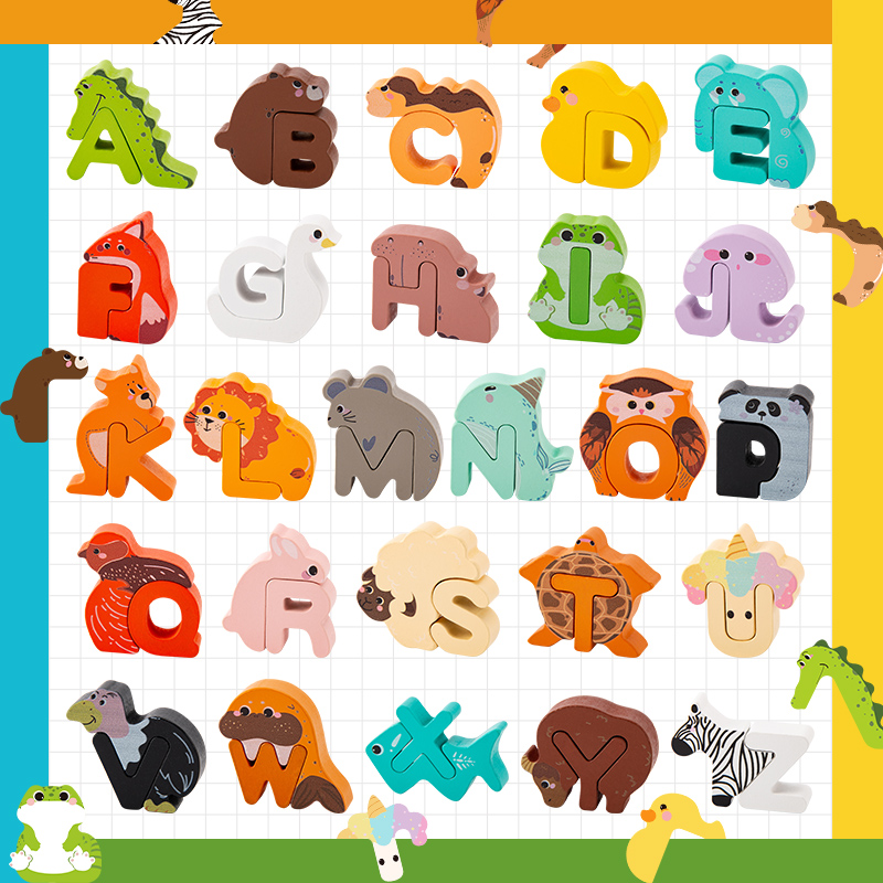 Houten dieren alfabet puzzel m - Woodworking Game recensie en prijs