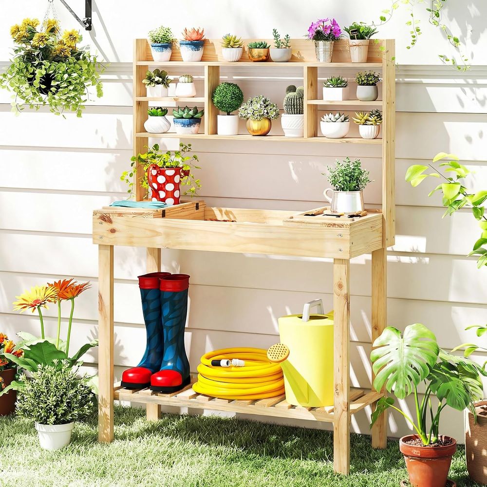 Potting Bench-tafel, 60” houte - Workbench Woodworking recensie en prijs